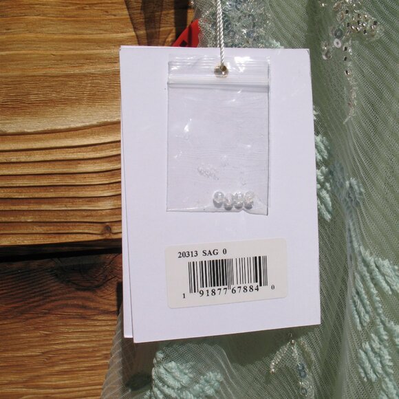 Mac Duggal 20313 Embellished Lined Mesh Gown Sleeveless Sage Green 0 NWT - Picture 12 of 14